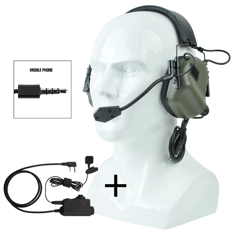 M32-FG and M52-PH EARMOR тактическая гарнитура M32 MOD3 и M52 PTT наборы подходят для военных и стрельбы шумоподавления наушники Расширение - Color: M32-FG and M52-PH