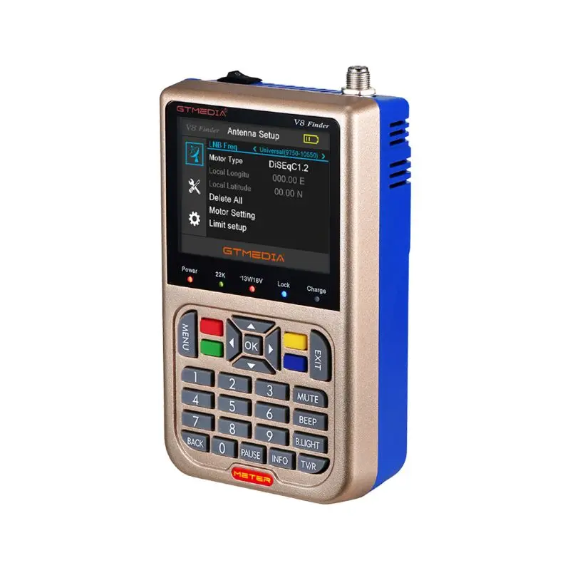 

GT MEDIA V8 Satellite Finder Signal Meter Upgraded TV DVB-S2/S2X Receiver Sat Detector, HD 1080P Free to Air FTA 3.5" LCD