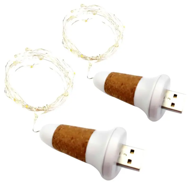 2 шт. алмазные светильники в форме винных бутылок USB Перезаряжаемый светодиодный гирлянды водонепроницаемый теплый белый свет для свадебной вечеринки Рождество Gard