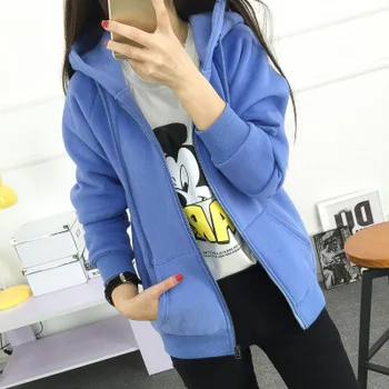 

2020 NEW autumn and winter Korean version of the hooded fleece thick section sweater female zipper cardigan pocket loose wild