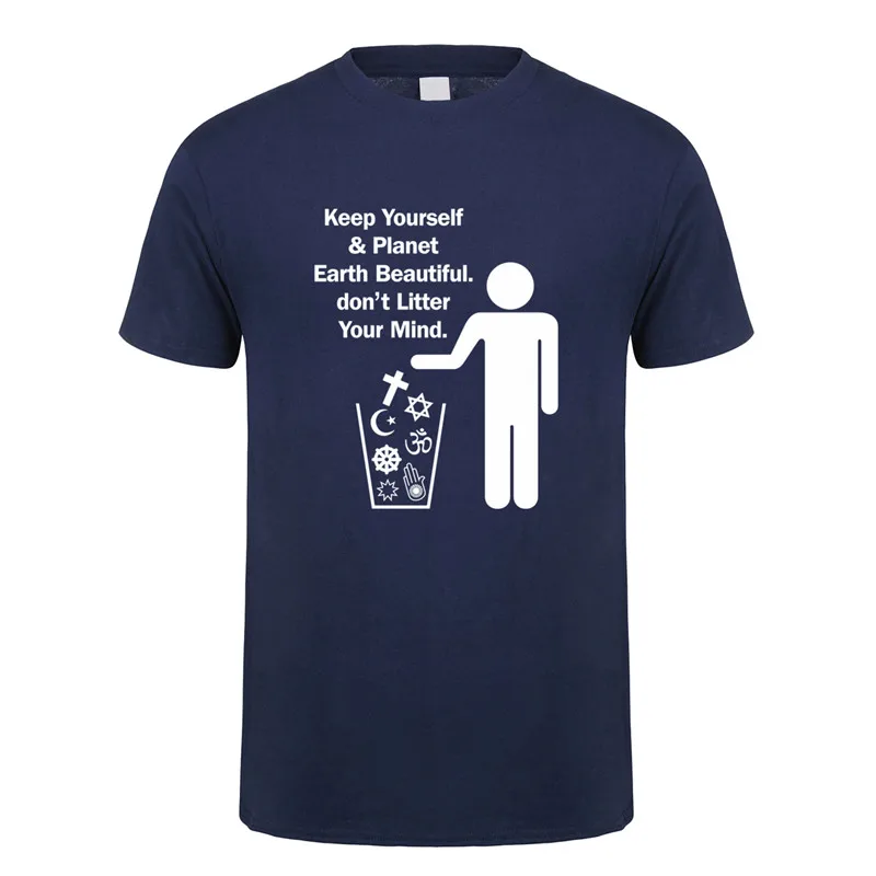 Keep Planet Beautiful Atheist T Shirt Tops Mans Short Sleeve Men T-Shirts Tee OZ-376 | Мужская одежда