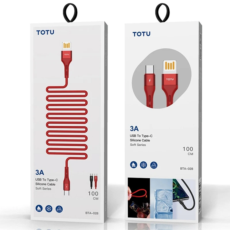TOTUDESIGN BTA-028 мягкая серия 3A type-C/USB-C силиконовый зарядный кабель, длина: 1 м