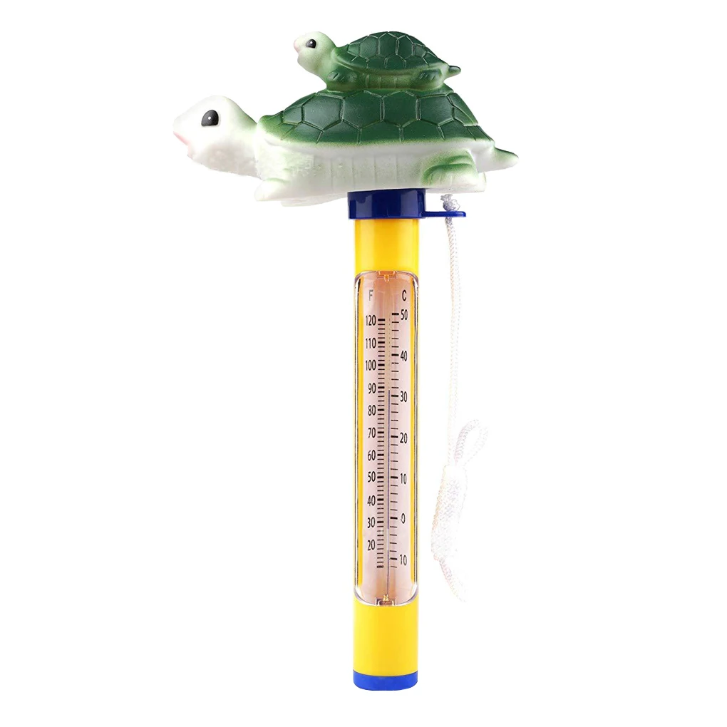 Термометр для бассейна тестер температуры воды со струной милые животные открытый ребенок для купания, спа мультфильм измерить длинный инструмент - Цвет: green turtle