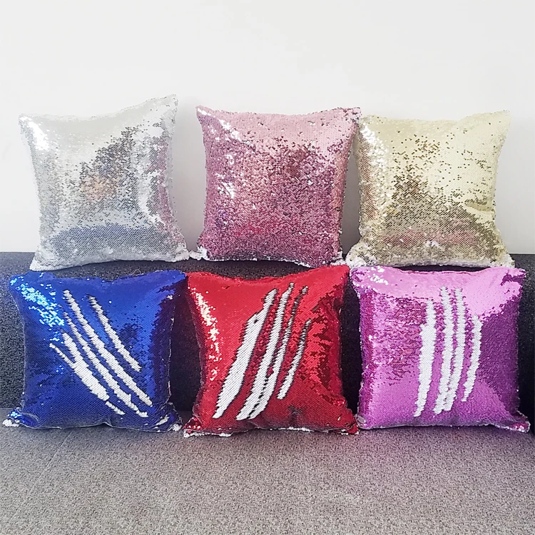 

Free Shipping 6pcs/lot New style Sublimation Blank Magical Sequins item Pillowcase For Sublimation INK Print DIY Gifts 40x40