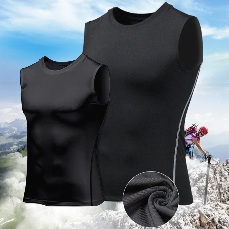 Camiseta de compresión de secado rápido para hombre, chaleco sin mangas elástico para gimnasio, camisetas sin mangas deportivas LDF668