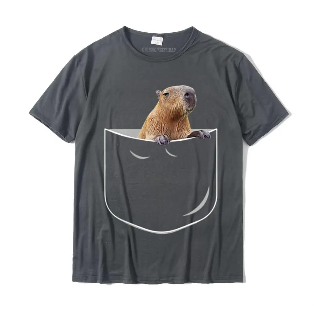 Classic T-Shirt Short Sleeve Custom Latest Men Summer Tops Shirt Custom Tops Shirt Crew Neck 100% Cotton Fabric Pocket Capybara Shirt Funny Capybara In Pocket Gift Tshirt__30275 carbon
