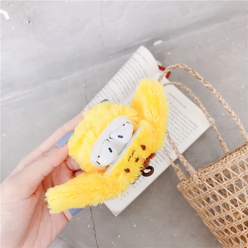 Японские милые наушники с рисунком из мультфильма Cinnamoroll, аксессуары для наушников, зимний плюшевый силиконовый чехол для Airpods 1 2, чехол для гарнитуры