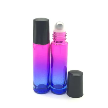 

3pcs 10ml Gradient Red-blue Roll On Glass Bottle Empty Fragrance Perfume Essential Oil 10cc Roller Bottle Black Plastic Cap