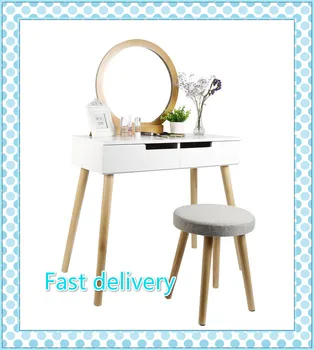 

Modern dressing table solid wood dressing table drawer set jewelry storage box with mirror dressing table HWC