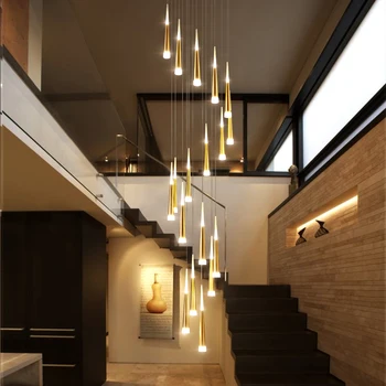 

Modern and simple LED pendant lights for staircase lighting fixture deco indoor rotating living room meteor shower hanging lamp