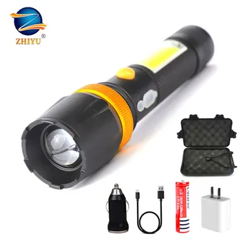 

ZHIYU LED Rechargeable Flashlight USB T6 Super Bright Lamp 18650 High Power Self Defense Torch Zoomable Bicycle Led Light 6 Mode