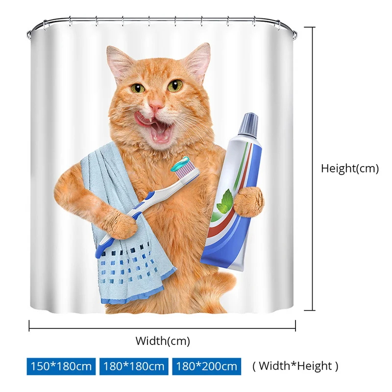 Забавный кот Печатный душ для ванной занавеска водонепроницаемый полиэстер ткань занавеска s занавеска для ванной занавеска s с 12 крючками
