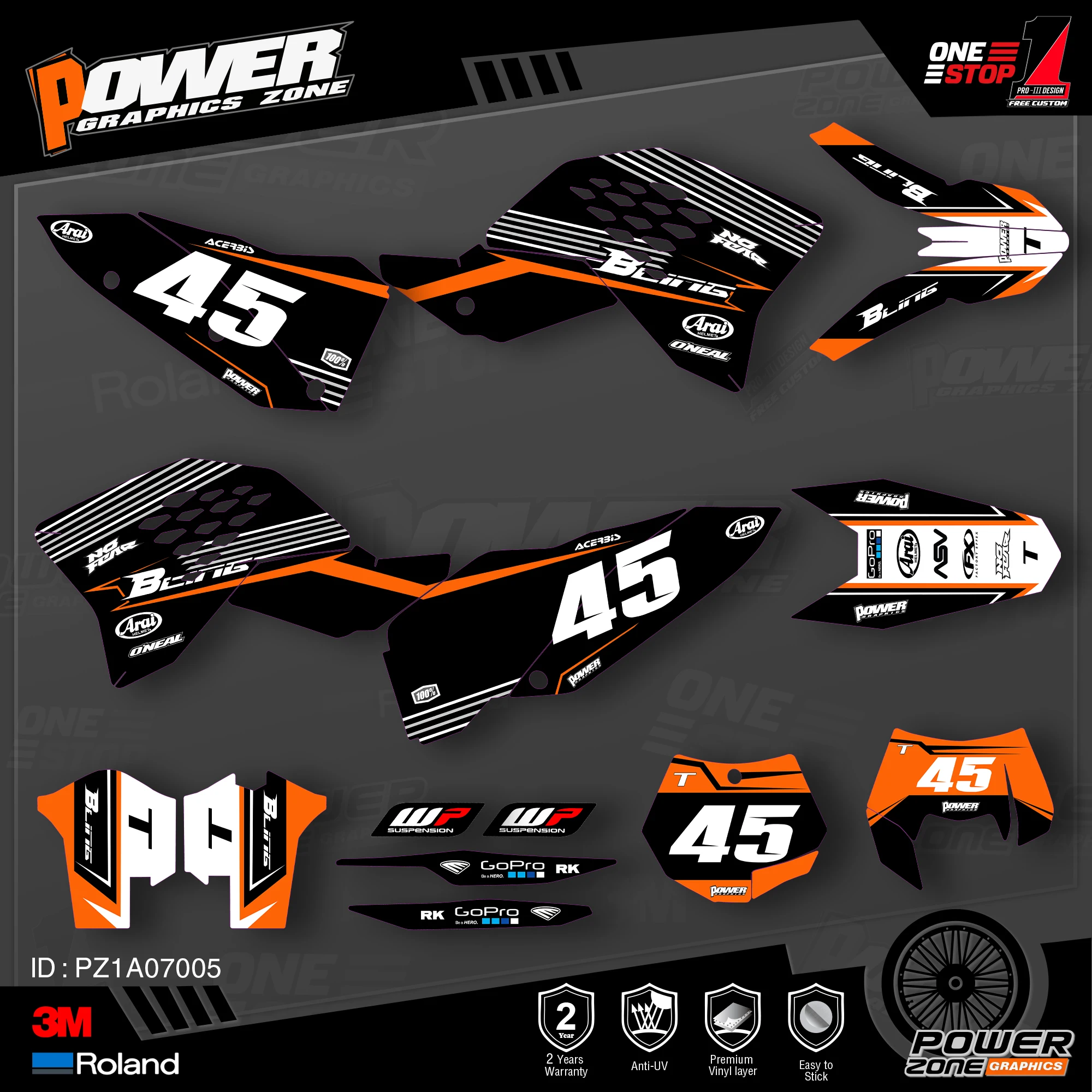 Персонализированные графические фоны PowerZone Team наклейки 3M Набор наклеек для KTM SX SXF