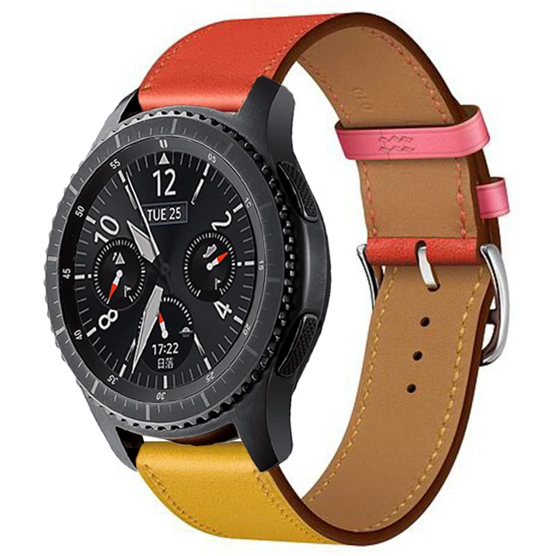 Кожаный ремешок для samsung gear Sport S2 S3 Classic Frontier для Galaxy Watch 42 мм 46 мм ремешок 22 мм быстрая замена ремешков - Цвет ремешка: yelloe rose