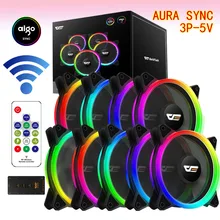 Aigo refroidisseur DR12Pro radiateur PC ventilateur RGB120mm ventilateur ajuster LED vitesse ventilateur silencieux à distance AURA SYNC refroidisseur de processeur refroidissement RGB ordinateur ventilateur(China)