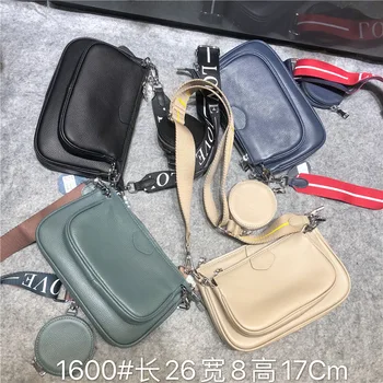 

Factory head layer cowhy three-in-one female bag one-shoulder oblique across the three-piece set bag new wide shoulder straps