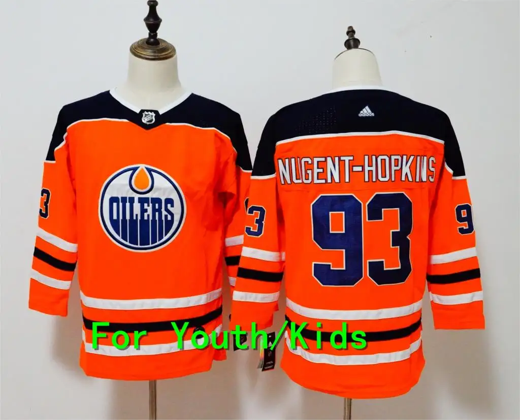 Молодежная вышивка сшитая Эдмонтон#97 Коннор макдавид 93 Ryan Nugent-Hopkins 27 Milan Lucic Kids Jersey