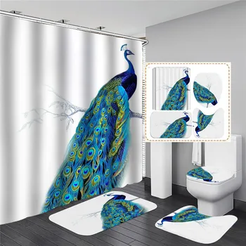 

Blue Shower Curtains Beaytiful Bird Pattern Bathroom Decor Home Bath Bathtub Waterproof Polyester Curtain Set Cheap