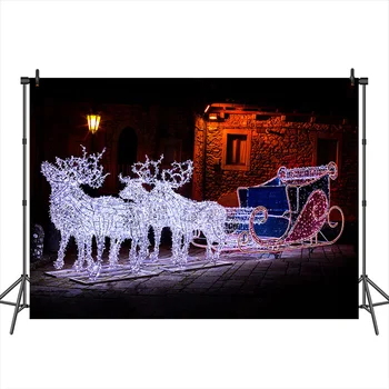 

Neoback Christmas Background for Photography White Light Reindeer Sled Outdoor Background for Photographers