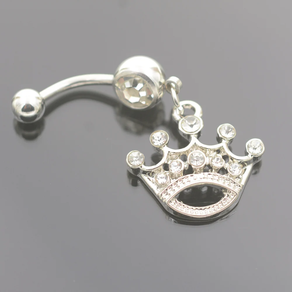 Прозрачная Хрустальная корона кольцо для пупка пикантные женские длинные