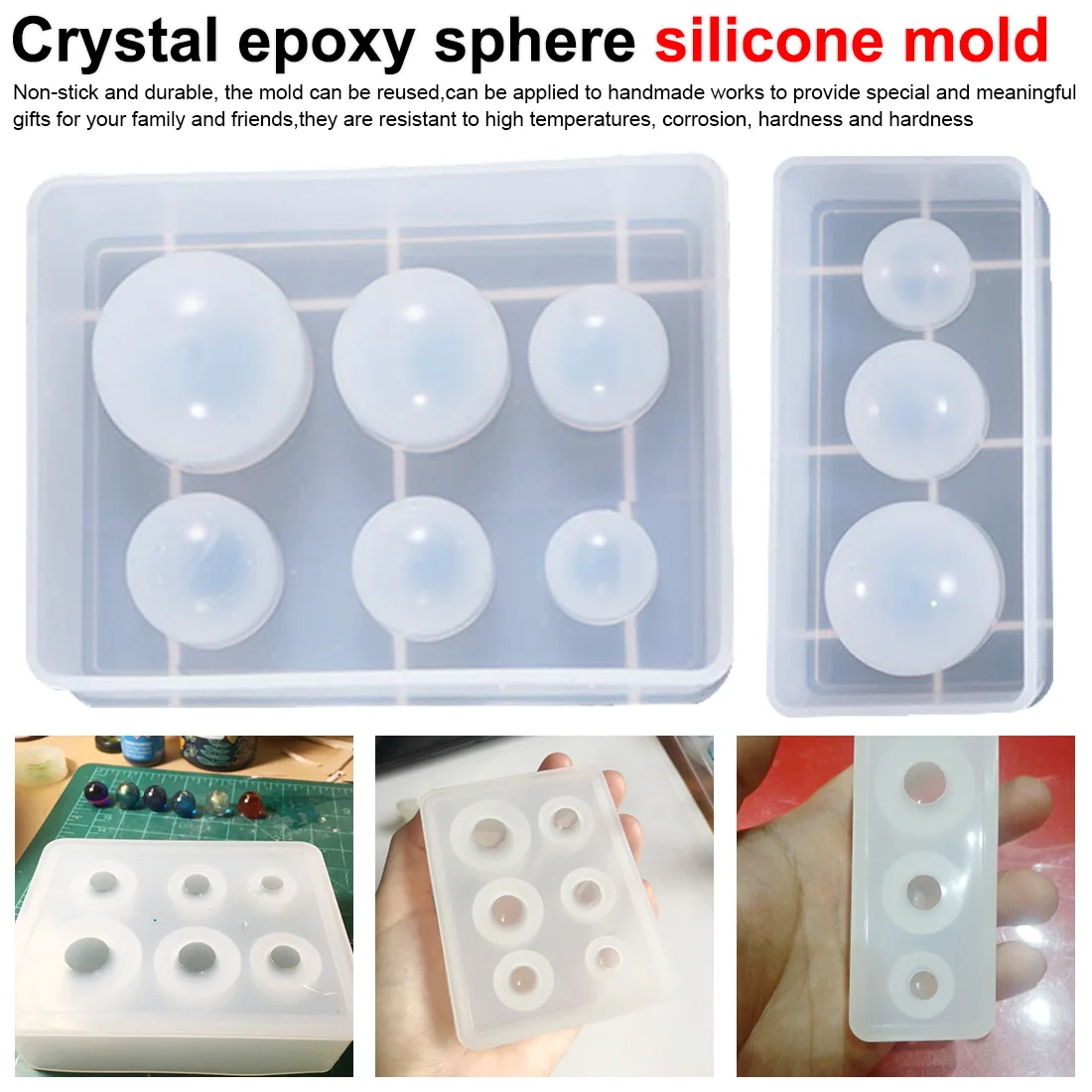 

1PC Different Sizes ball shape Type Epoxy Resin Molds for Jewelry Pendant Silicone Jewelry Tools