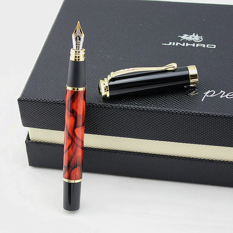 Jinhao 500 целлулоидная Янтарная авторучка 0,5/1,0/изогнутое перо с конвертером отличное качество офисная деловая авторучка