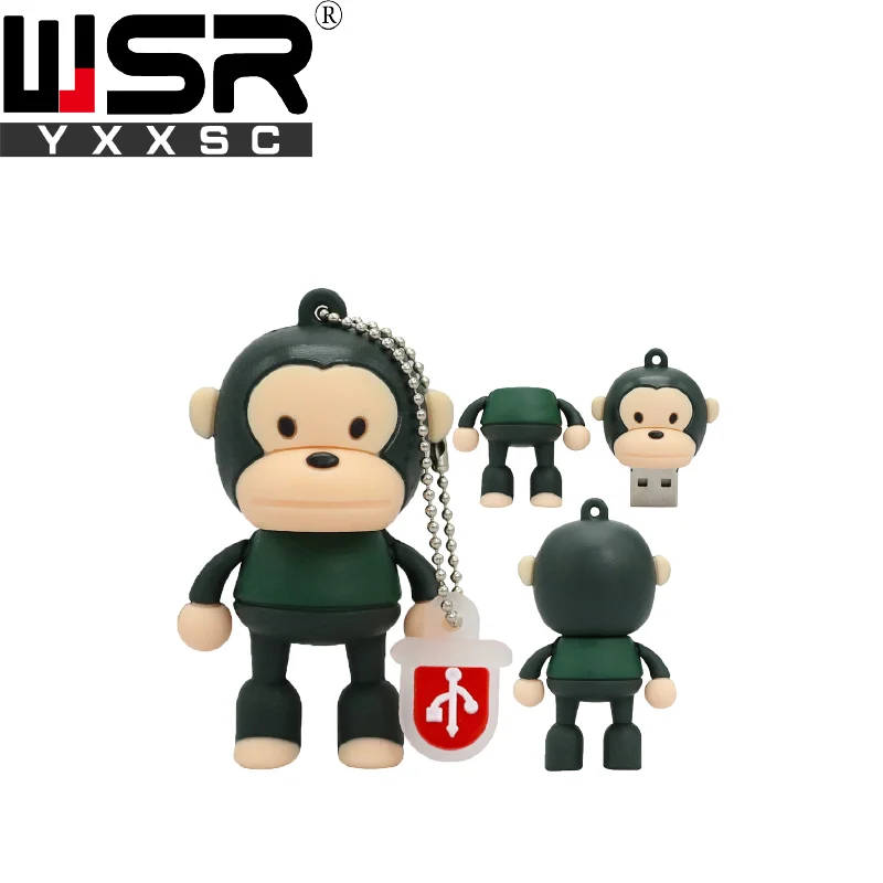 USB 2,0 флеш-накопитель 32 Гб 64 Гб 128 ГБ милый мультфильм смешная фиолетовая обезьяна диск на ключ 4 ГБ 8 ГБ 16 ГБ высокоскоростной водонепроницаемый компьютер подарок - Цвет: 9