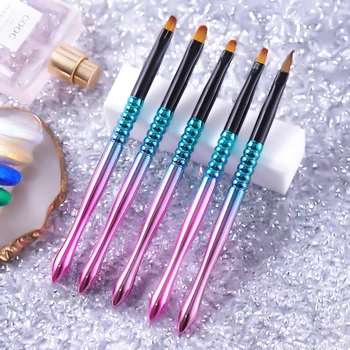 

6Pcs/Set Professional Manicure UV Gel Brush Pen Metal Handel Acrylic Liner Nail Art Painting Drawing Brush Phototherapy Tools