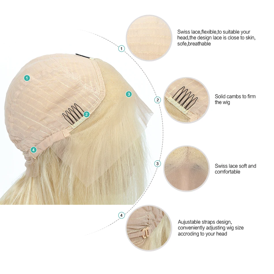 Yeswig 613 Lace Front Wig Blonde Remy Brazilian Straight Short Human Hair Wigs For Women Colored Bob Wig Transparent Middle Part