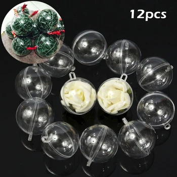 

12X Ball Plastic Christmas Baubles Clear Fillable Xmas Tree Decoration Ornament