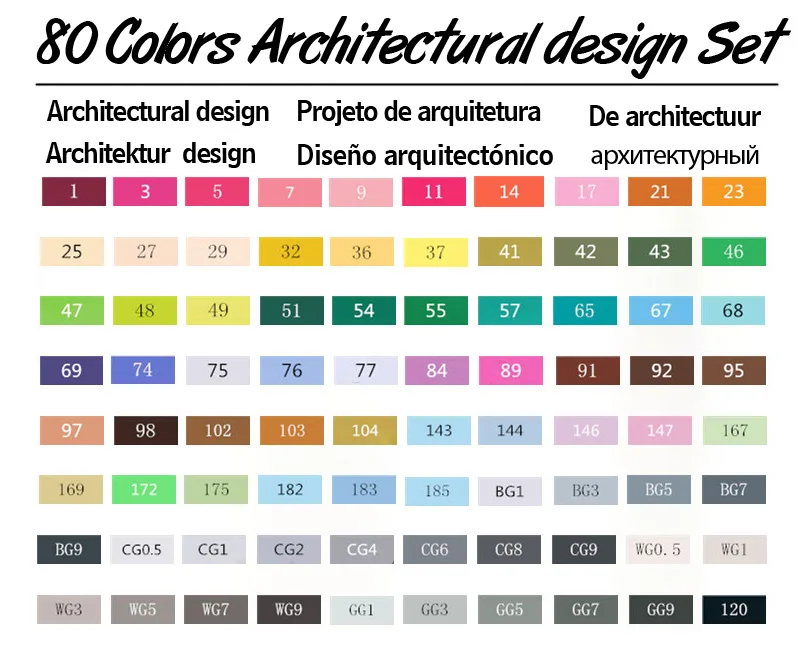 TOUCHNEW 30/40/60/80 Цвет набор маркеров для живописи Двойные наконечники на спиртовой основе маркеры для Artisr рисунок маркер для белой доски расходные материалы - Цвет: 80 Architectural Set