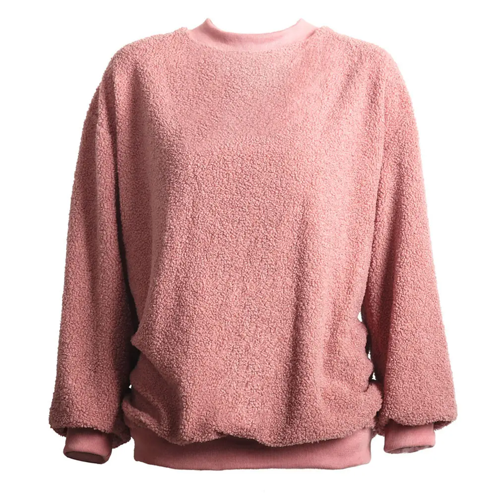 Плюшевый флисовый женский свитер из шерпы, толстые флисовые топы, пушистые пуловеры, зимние теплые женские уличные свитера из шерпы - Цвет: pink