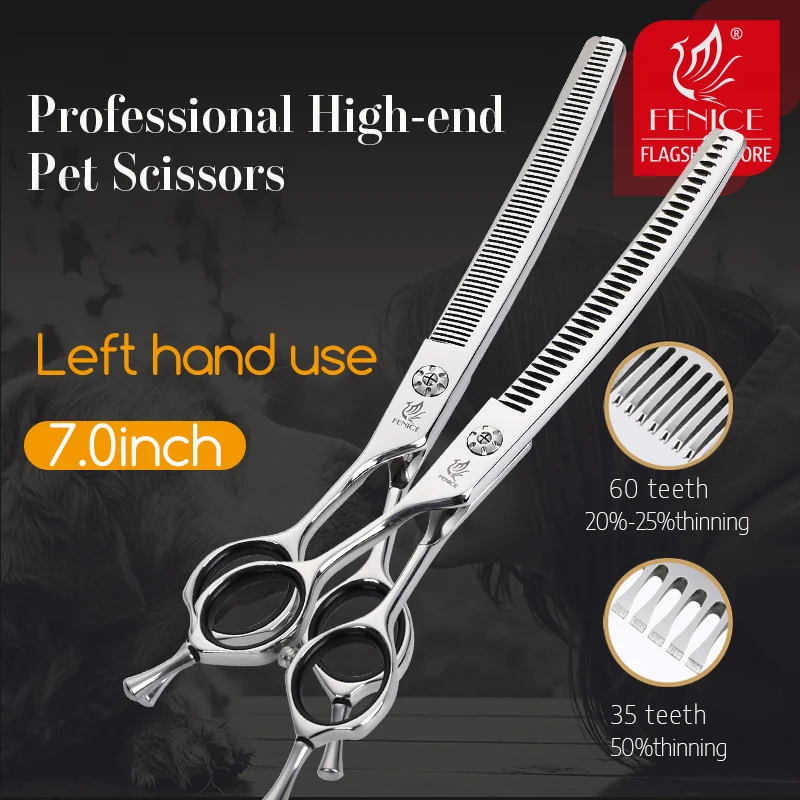 Dog Grooming Scissors Set Curved Thinning Shears Pets Supplies Groomer Tools 7.0 inch Left Handed
