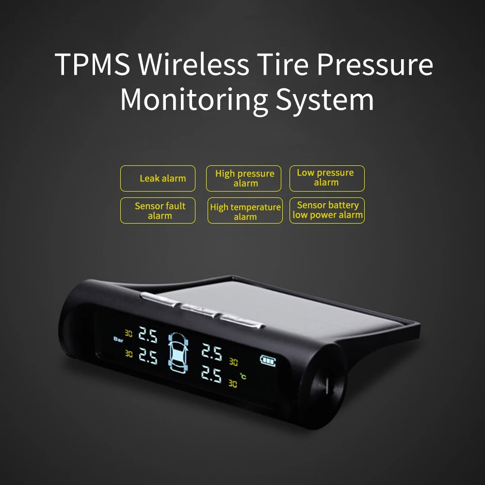 TPMS система контроля давления в шинах Универсальная беспроводная 4 внешних датчика дисплей 4 шины переключение данных о температуре давления