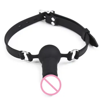 Bdsm Bondage Slave Soft Ball Gag Strap with Silicone Strapon Dildo for Men Women Gay Adults Games Flirt Erotic Sex Toys 2