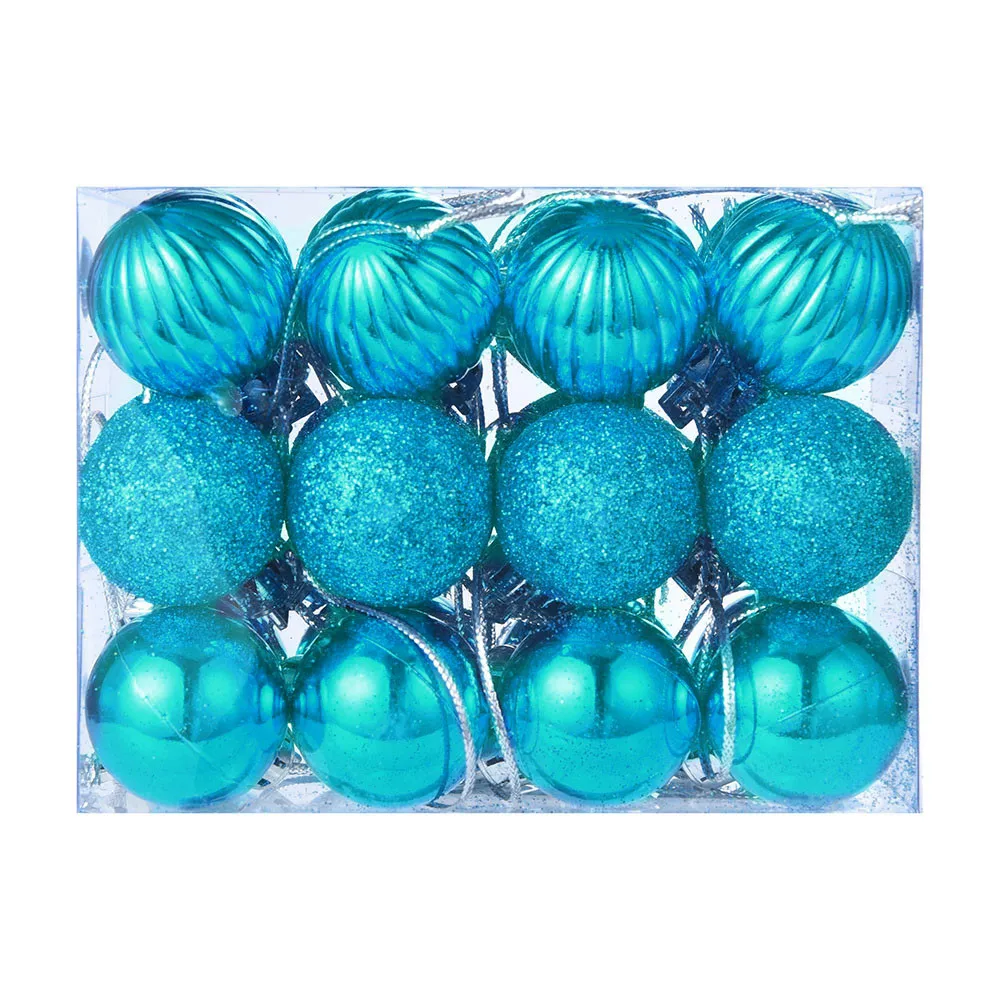 24 шт 30 мм рождественские украшения для дома Елочная игрушка навесная Новогодняя вечерние украшения для рождественской ёлки украшения - Цвет: Sky blue