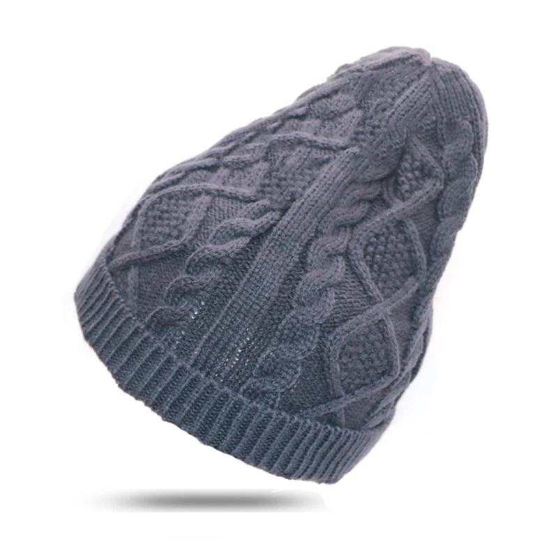 Зимняя шапка унисекс, вязанная шапка Skullies Beanies, одноцветная Женская модная повседневная Уличная Лыжная шапка, теплая хип-хоп шапочки, громоздкая