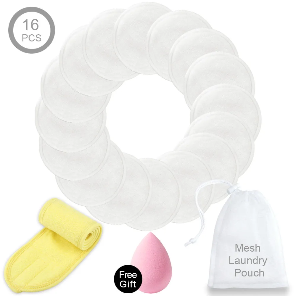 White Set 6 Моющиеся ватные диски, бамбуковые салфетки для снятия макияжа, многоразовые хлопковые подушечки для ресниц, повязка на голову, повязка для волос, спа-обертка для макияжа - Цвет: White Set 6