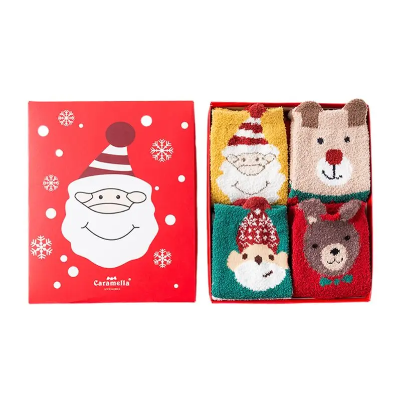 

4Pair/Box Soft Warm Centipede Yarn Floor Socks Women Ladies Cartoon Animal Pattern Short Socks for Home Travel Supplies