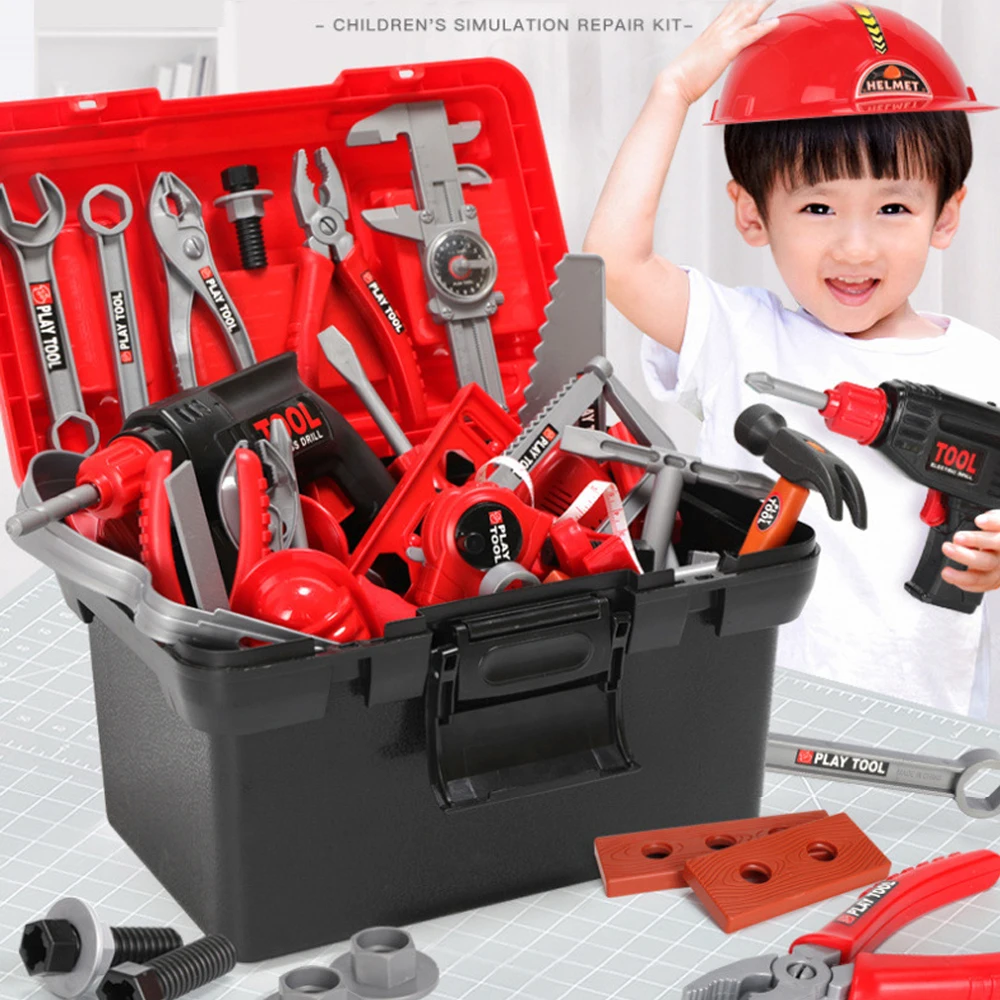 Kids Construction Tool Set Toys Children Pretend Play Repair Work Hand Tools Kit 