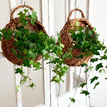 

Plant Storage Basket Natural Wicker Rope Hanging Planter Woven Outdoor Garden Flower Holder Macrame Plant Hangers Home Decor