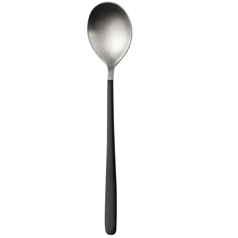 Dinnerware Set Travel Cutlery Set Camping Tableware Reusable Utensils Set with Spoon Fork Chopsticks Straw Portable Case BB50CJ - Цвет: black spoon sliver