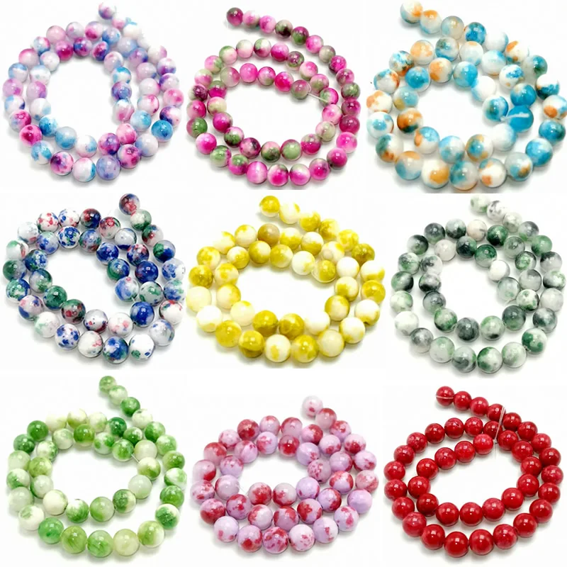 

Natural Pink Green Yellow and Other Colorsr Persian Jades Smooth Round Beads 4/6/8/10/12mm For DIY Jewelry Making Necklace