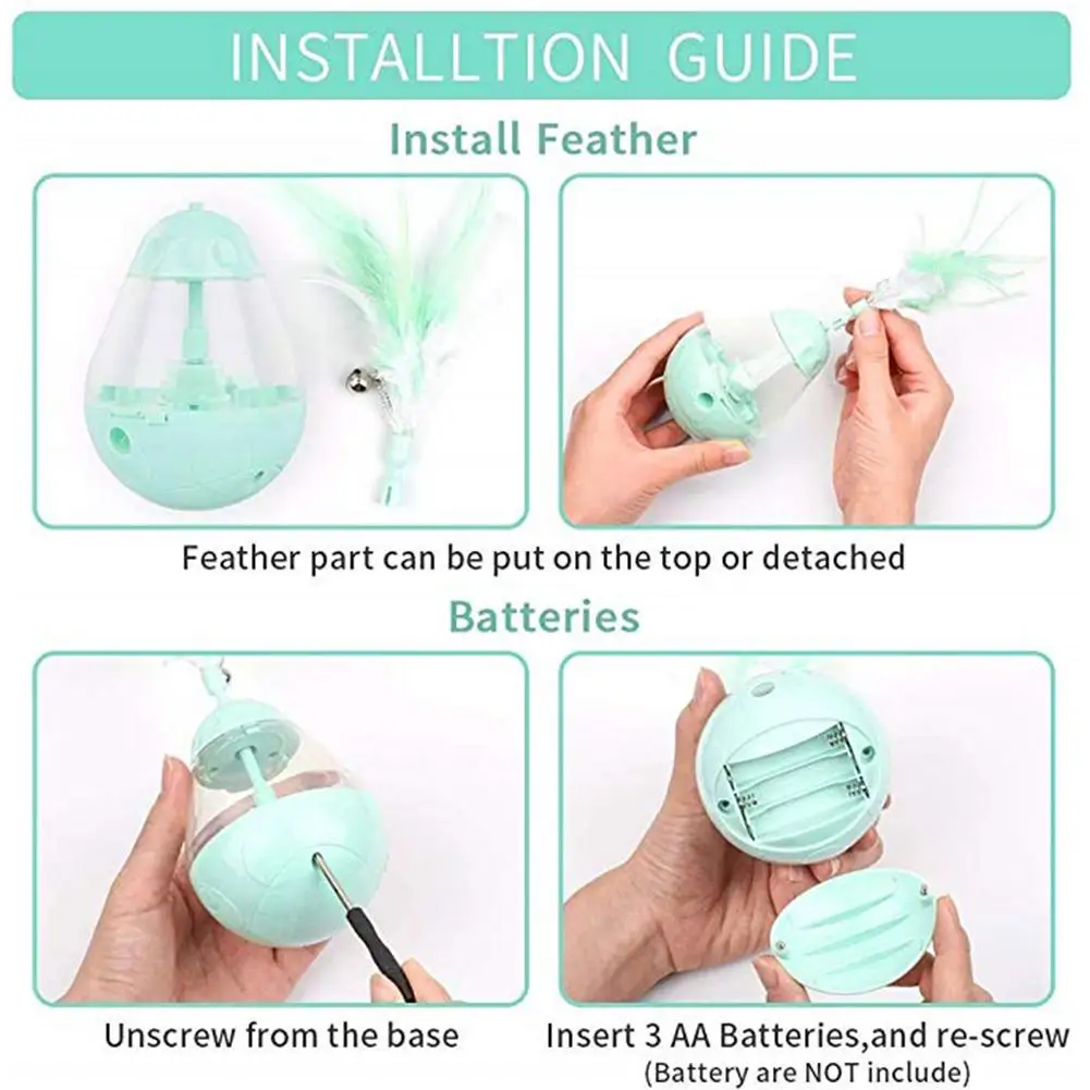 Interactive Cat Tumbler Toy Pet Slow Feeder Smart Cat Leak Food Interactive Toy Automatic Rotating Cat Game Toy