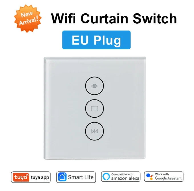 EU PLUG Tuya Amazon Alexa Echo умный занавес переключатель WiFi Голосовое управление настенный сенсорный Переключатель Электрический моторизованный занавес Google Home - Цвет: EU PLUG