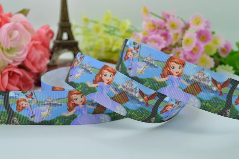 7/" 22 мм принцесса печатная корсажная лента, бант для волос DIY материалы для одежды ручной работы 50 ярдов OEM