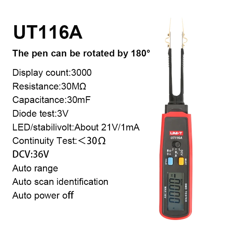 Измеритель сопротивления SMD ручной мультиметр UT116C UT116A со светодиодной