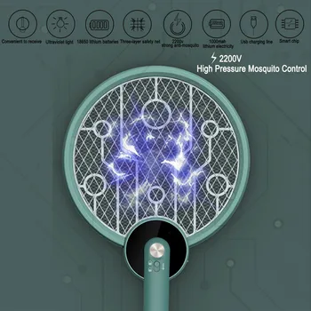 

2200V USB Mini Rechargeable Electric Fly Swatter for Insect Racket USB 1200mAh Fly Swatter 3 colors Fly Swatter Trap