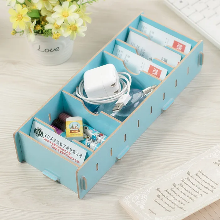 light blue 28 см Длина 7 цветов DIY деревянный держатель для карточек чехол Свадебная пригласительная открытка украшение для офисного стола стол с ящиками для хранения вещей органайзер для косметики - Цвет: light blue