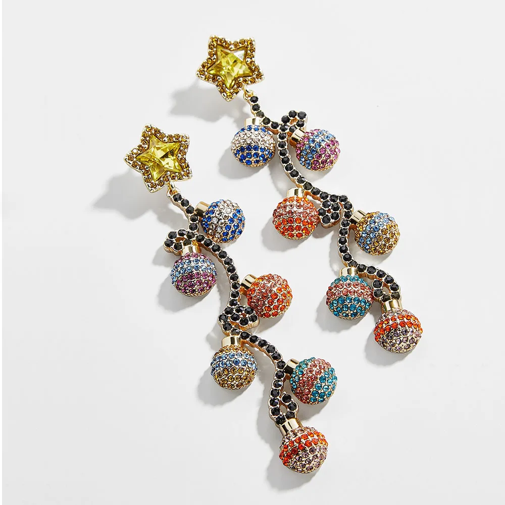 Dvacaman, яркие висячие серьги с лампочками для женщин, разноцветные висячие серьги с кристаллами и кисточками, Звездные массивные праздничные ювелирные изделия, подарки